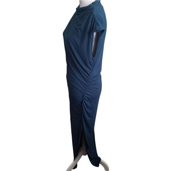 MEROKEEY BODYCON CAP SLEEVE MOCK NECK DRESS GREEN/TEAL SZ.L NWT. - Picture 6 of 11